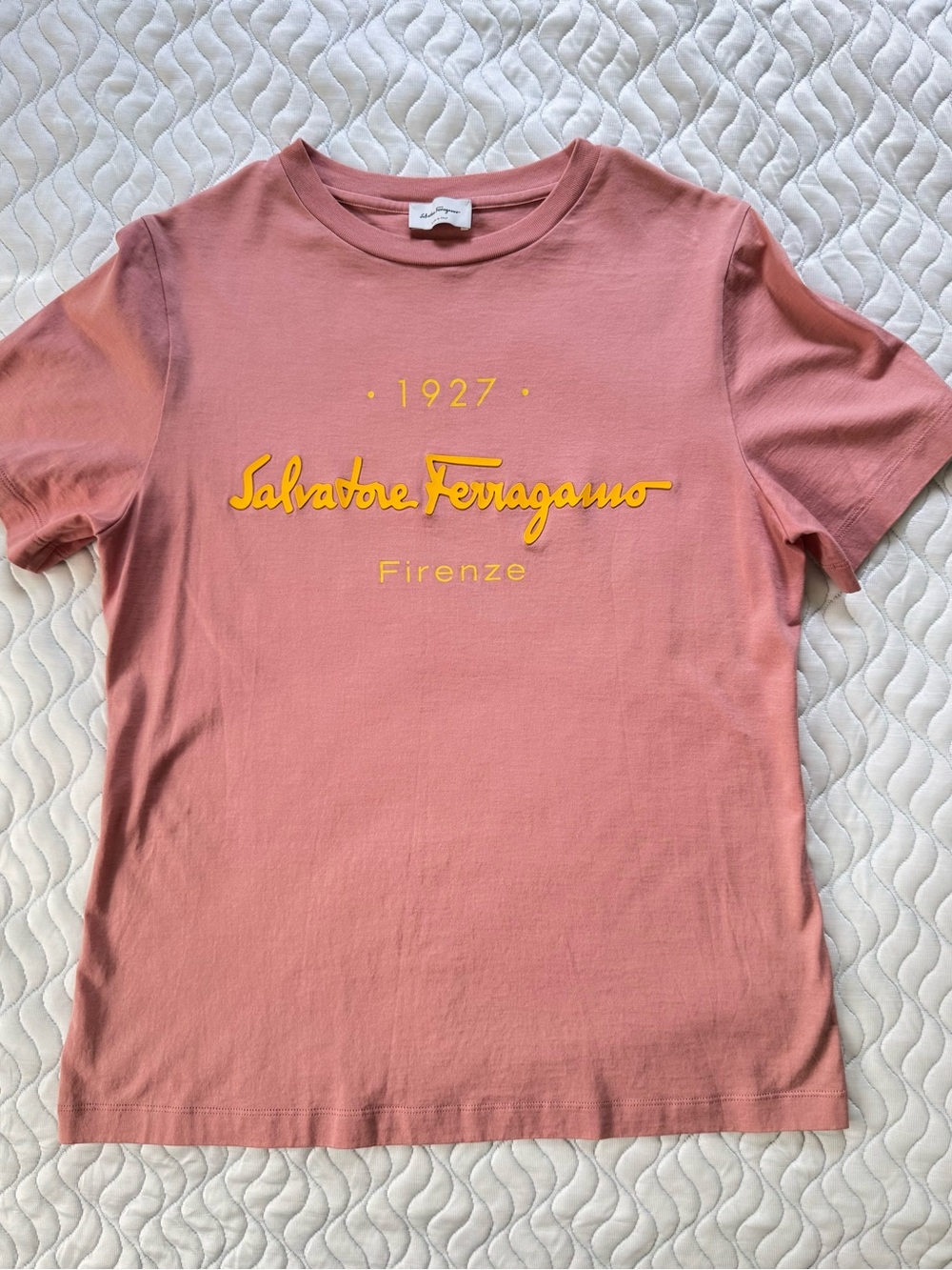 Salvatore Ferragamo Women’s 1927 Logo Pink T-Shirt Made in Italy